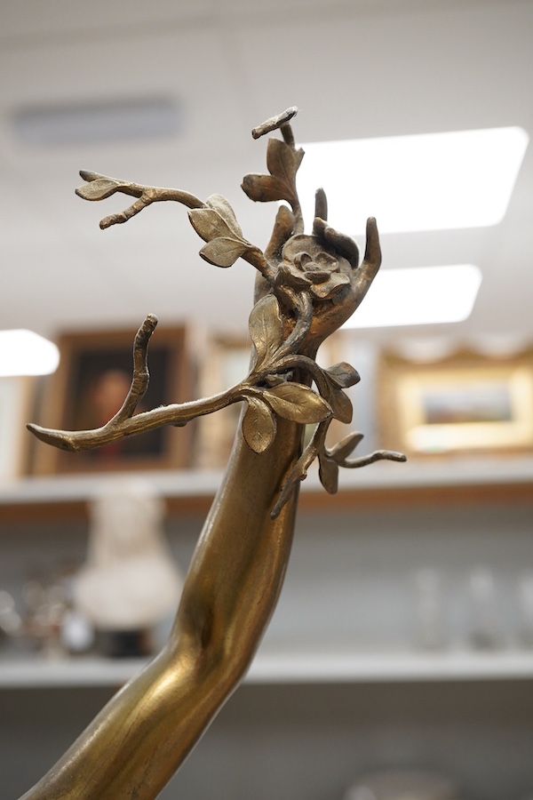 A 20th century brass figural table lamp, 81cm to top of figure